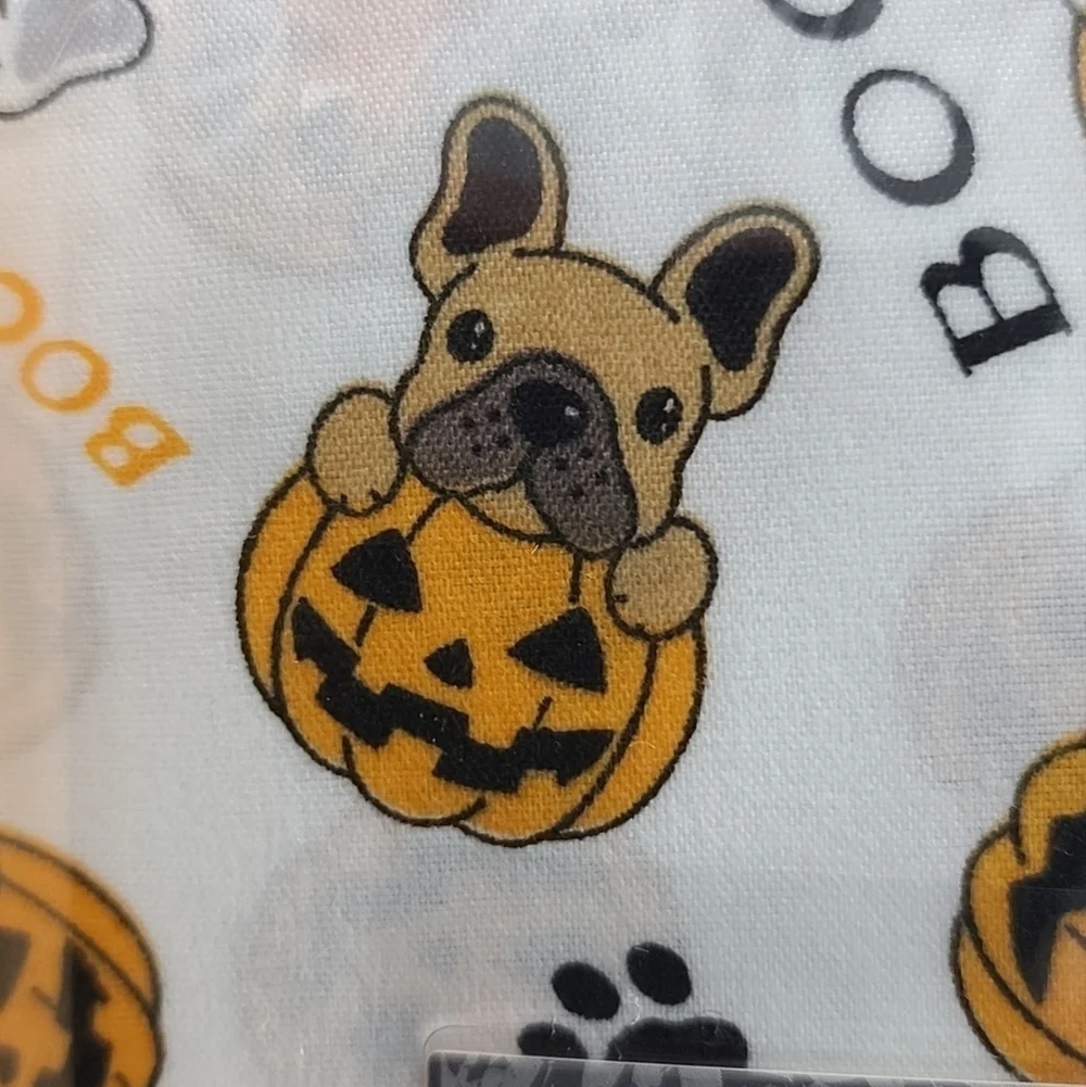 4pc Halloween French Bulldog Frenchie Dog Boo Pumpkin QUEEN Bed Sheet Decor New